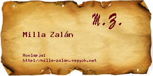 Milla Zalán névjegykártya